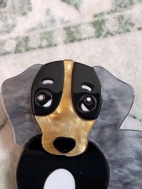 Cute Dachshund Dog Pin - Black, Gray, Gold, White